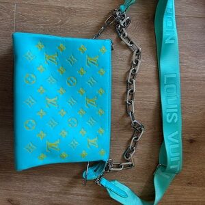 LV  Aqua and Yellow Crossbody Bag